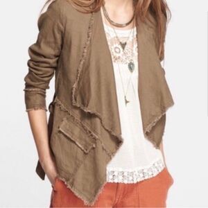 Free People NWOT Raw Femme Waterfall Linen Blend Jacket Size Large